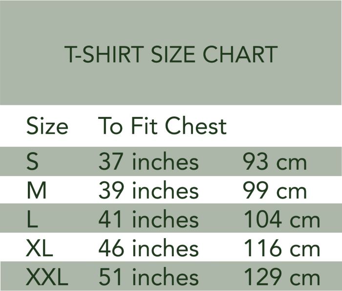 Child t shirt size chart clearance